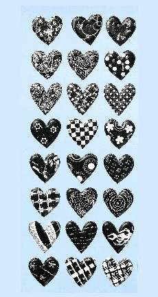 Softy Stickers , Herzen Designs schwarz